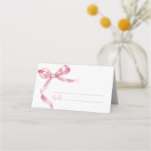 Pink Bow Wedding Platzkarte (Vorderseite)