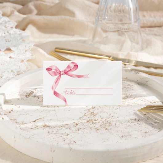 Pink Bow Wedding Platzkarte