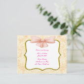 Pink Bow Wedding Reception Card Einladung (Stehend Vorderseite)