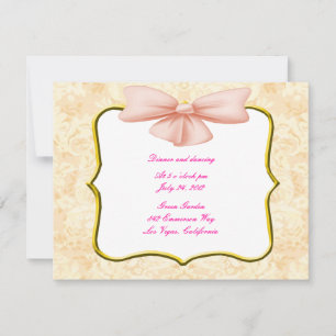 Pink Bow Wedding Reception Card Einladung