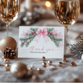 Pink Bow Weihnachten geklappt Danke Karte