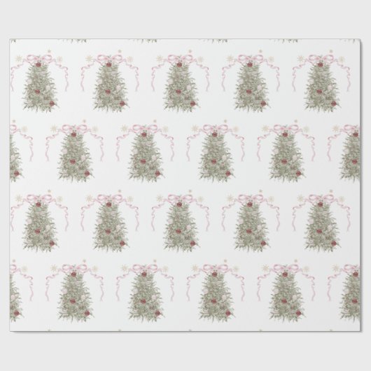 Pink Bow Weihnachten Geschenkpapier (Flach)