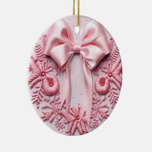 Pink Bow Weihnachten Keramik Ornament (Rechts)