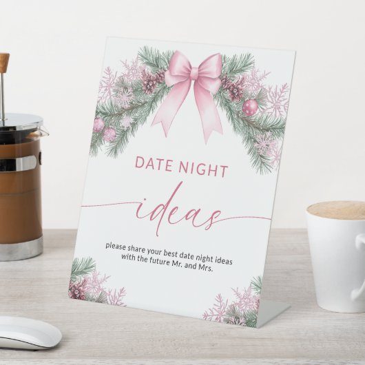 Pink Bow Weihnachts-Date Night Ideen Schild (In SItu)