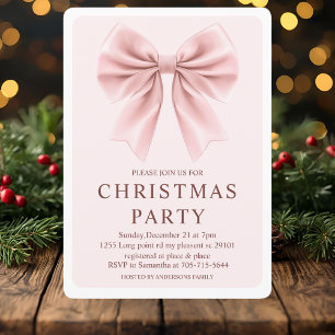Pink Bow Weihnachts-Party   Eleganter Urlaub Einladung