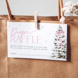 Pink Bow Weihnachts-Windeln Raffle Ticket Baby Sho Begleitkarte
