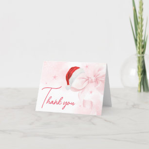 Pink Bow Weihnachts-Winter-Kinderdusche Dankeskarte