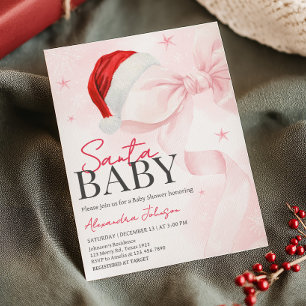 Pink Bow Weihnachts-Winter-Kinderdusche Einladung