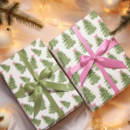Pink Bow Weihnachtsbaum Coquette Girly Holiday Geschenkpapier