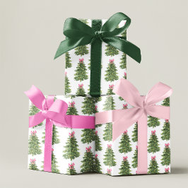 Pink Bow Weihnachtsbaum Coquette Girly Holiday Geschenkpapier