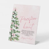 Pink Bow Weihnachtsbaum Kinderdusche Schnuller Jag Sockelschild (Vorderseite)