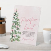 Pink Bow Weihnachtsbaum Kinderdusche Schnuller Jag Sockelschild (In SItu)