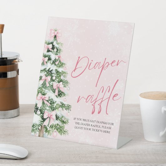 Pink Bow Weihnachtsbaum Kinderdusche Windelwanne R Sockelschild (In SItu)