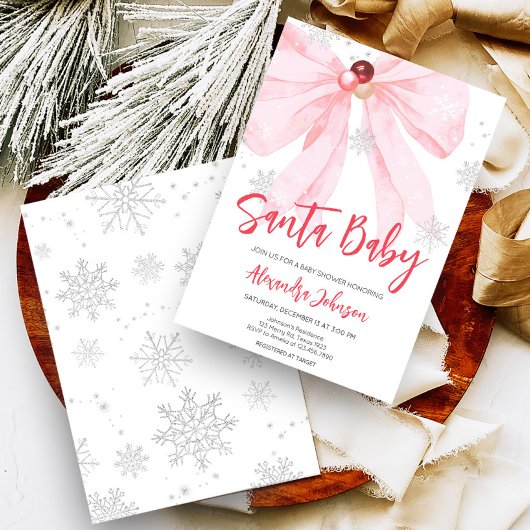 Pink Bow Weihnachtsdusche Einladung