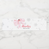 Pink Bow Weihnachtsdusche Wasserflaschenetikett (Einzelnes Label)