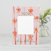 Pink Bow Weihnachtskarte Einladung (Stehend Vorderseite)