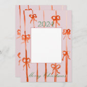 Pink Bow Weihnachtskarte Einladung (Vorne/Hinten)