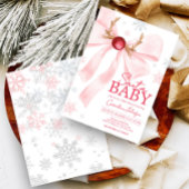 Pink Bow Weihnachtsschneeflocken Kinderdusche Einladung