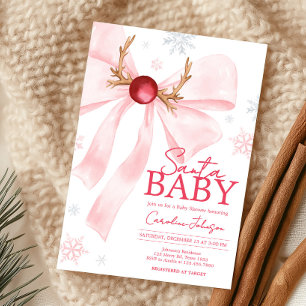 Pink Bow Weihnachtsschneeflocken Kinderdusche Einladung