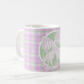 Pink bow-Welcome Little One- pink green plaid Kaffeetasse (Vorderseite Links)