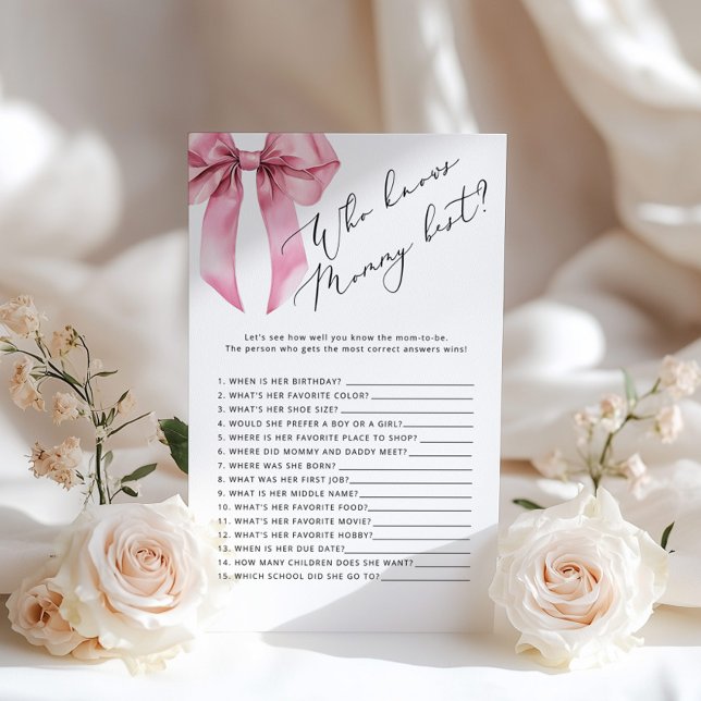 Pink Bow Wer das beste Baby Duschspiel kennt (Von Creator hochgeladen)