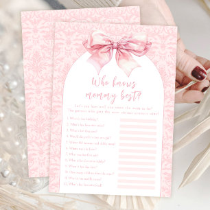 Pink Bow Wer die Mommy Best Baby Girl Game Card ke Einladung