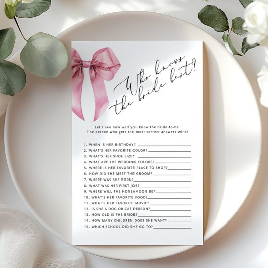 Pink Bow Wer kennt das beste Brautspiel