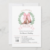 Pink Bow Western Cowgirl Boots Girls Club Geburtst Einladung (Vorderseite)