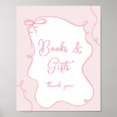 Pink bow whimsical Bücher und Geschenke Babydusche Poster (Vorne)