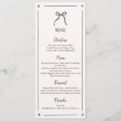 Pink Bow Whimsical, handgezeichnetes Hochzeitsmenü Menükarte (Vorderseite)