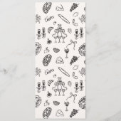 Pink Bow Whimsical, handgezeichnetes Hochzeitsmenü Menükarte (Rückseite)