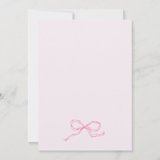 Pink Bow Whimsical Quirky Hand Drawn Baby Dusche Einladung (Rückseite)