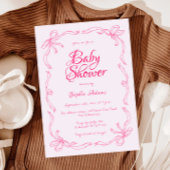 Pink Bow Whimsical Quirky Hand Drawn Baby Dusche Einladung