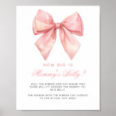 Pink Bow Wie groß ist Mama's Baby Shower Game Poster (Vorne)