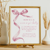 Pink Bow Wie groß ist Mama's Baby Shower Game Poster