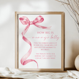 Pink Bow Wie groß ist Mama's Baby Shower Game Poster