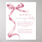 Pink Bow Wie groß ist Mama's Baby Shower Game Poster (Vorne)
