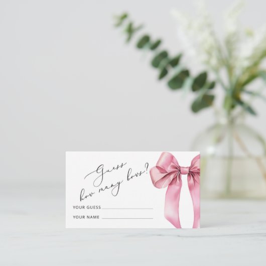 Pink Bow Wie viele Bows Baby Showspiel Begleitkarte (Stehend Vorderseite)