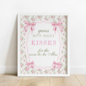 Pink Bow Wie viele Kisses Brautparty Game Poster