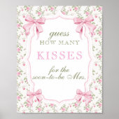 Pink Bow Wie viele Kisses Brautparty Game Poster (Vorne)