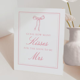 Pink Bow Wie viele Kisses Brautparty Game Sockelschild