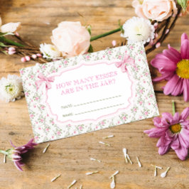 Pink Bow Wie viele Kisses Bridal Game Begleitkarte
