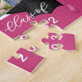 Pink Bow Wiederholte Fotos Collage Glückwunschs Gr Puzzle (Seite)