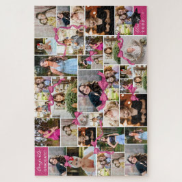 Pink Bow Wiederholte Fotos Collage Glückwunschs Gr Puzzle