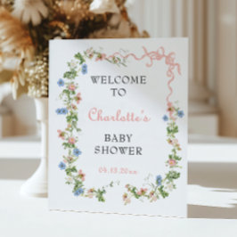 Pink Bow Wildblume Babydusche Empfang Poster
