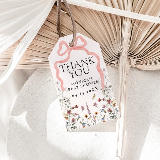 Pink Bow Wildblume Babydusche Geschenk Gefallen Ta Geschenkanhänger