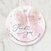 Pink Bow Wildflower Baby Shower Thank You Geschenkanhänger (Vorderseite)