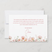 Pink Bow Wildflowers Blush Bridal Shower Dankeskarte (Rückseite)