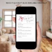 PInk Bow Wine Tasting Bridal Shower Score Card Einladung