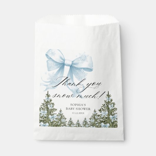 Pink Bow Winter Baby Dusche Danke Geschenktütchen (Vorderseite)